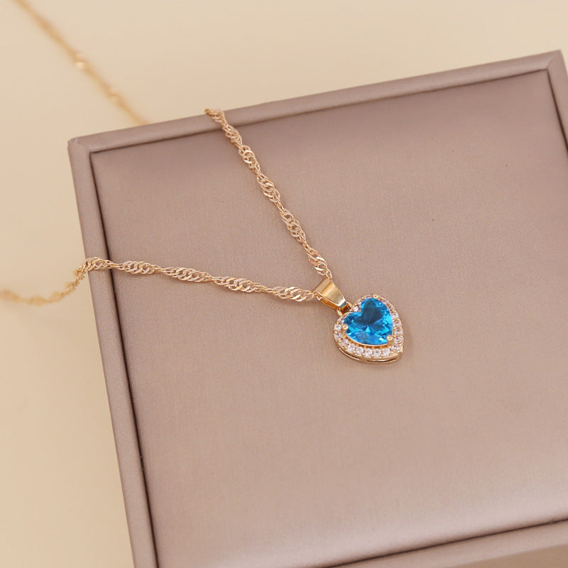 Wholesale Multicolor Love Zircon Necklace Clavicle Chain